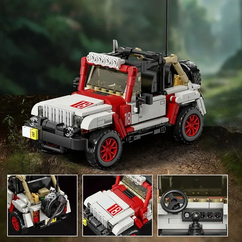 1632PCS Set van 3 Dinosaur Park Klassieke Off Road Voertuig Bouwstenen Set Technische Touris Bus Auto Bakstenen Jongens Kinderen speelgoed Gift