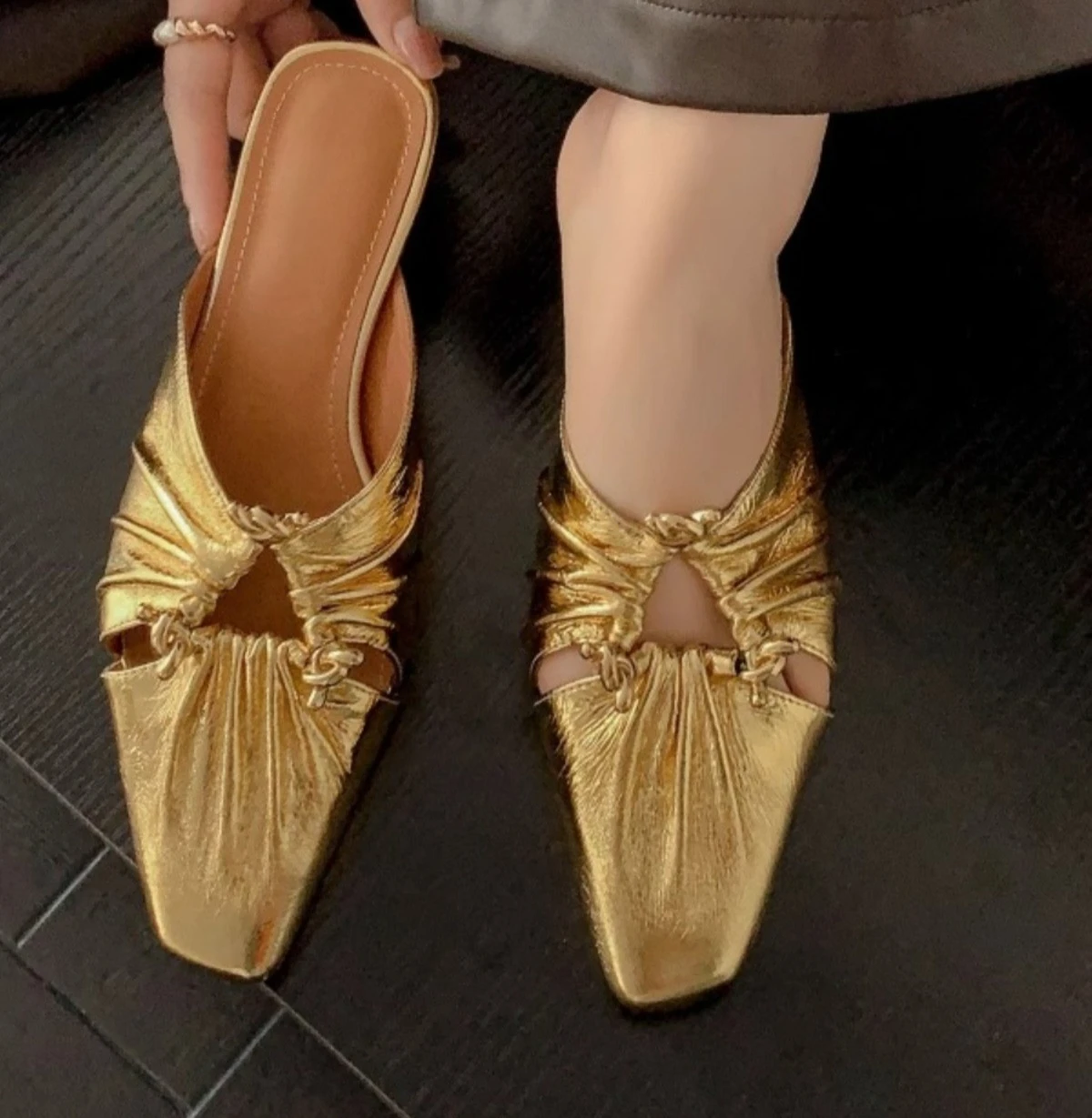 

New Low Heel Shoes for Women Baotou Slippers Solid Square Toe Summer Fashion Hot Sale Women's Slippers Versatile Style