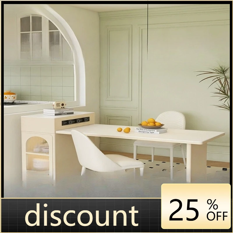 

LH Cream Wind Island Table Integrated Retractable Household Kitchen Small Island Table