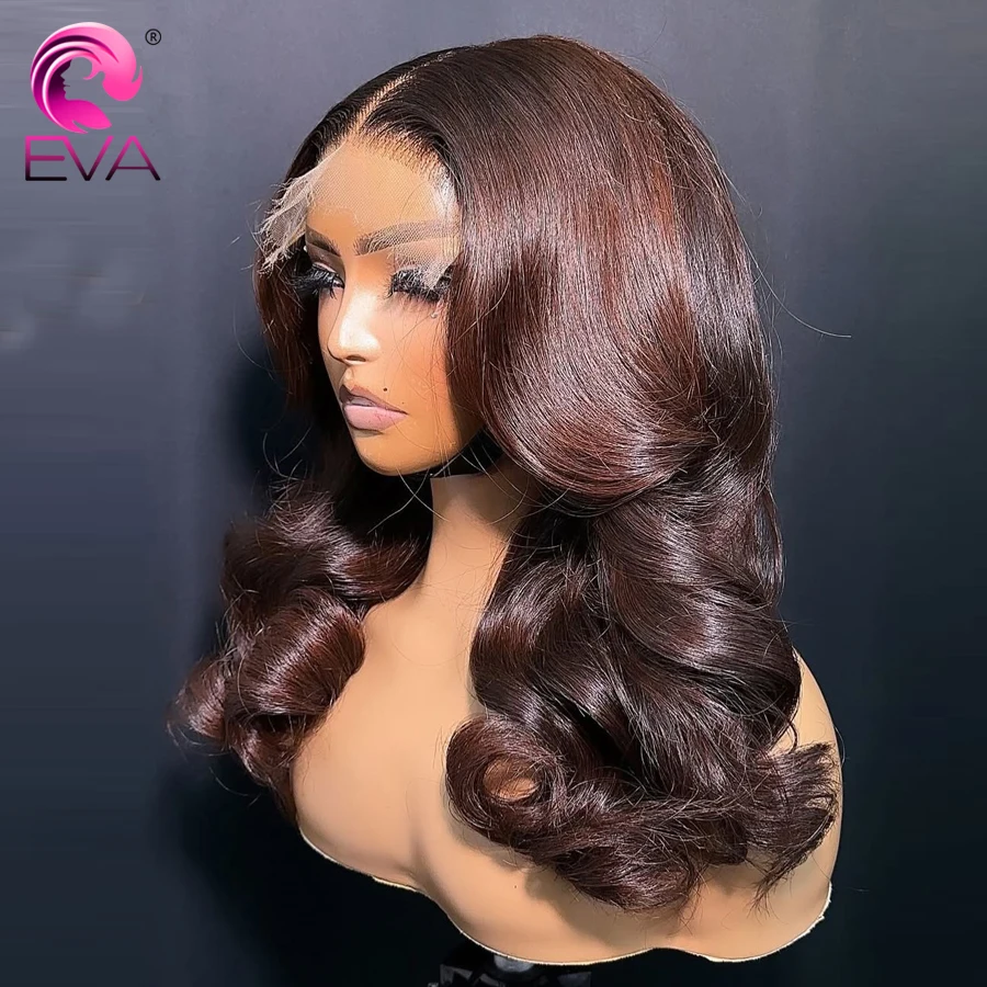 36in Ultra Fitted 13x6 HD Veletta Frontale Parrucche Dei Capelli Umani Marrone Cioccolato Parrucche Dell'onda Del Corpo Sciogliere Pelli Colorate Pre Pizzicate Per La Donna