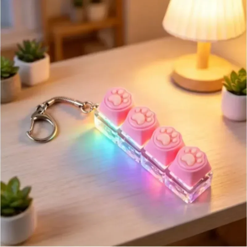 Four key cat paw button decompression toy mechanical keyboard shaft tester luminous decompression keycap keychain