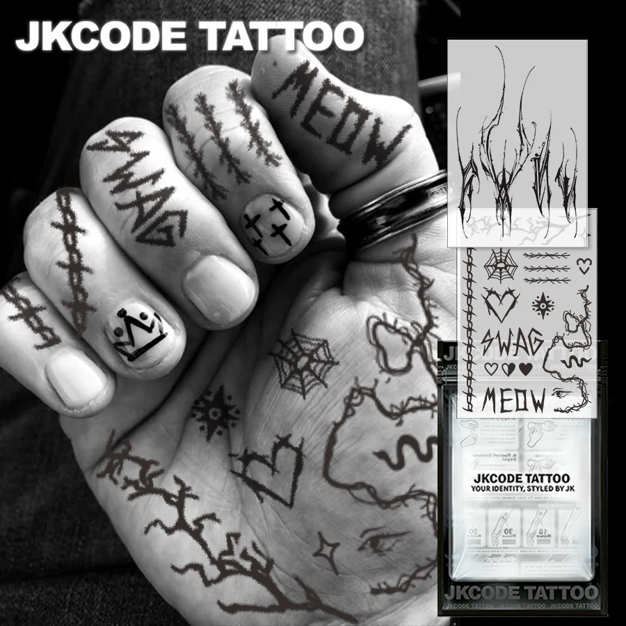 2 Semi-Permanent Halloween Tattoo Sets | Dark-Colored Hand-Sewn Tattoos, Bold Line Hand-Tattooed Designs. | Waterproof Tattoos for Men and Women, Realistic Fake Tattoos, Non-Reflective for 7-14 Days, Magic Tattoos That Last 1-2 Weeks, Perfect Gift.