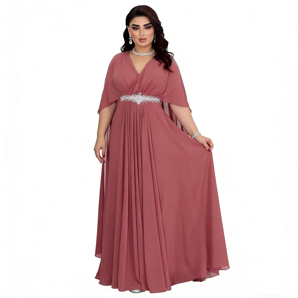 

2026 Dubai Abaya Turkey Kaftan for Elegant Women Muslim Cape Evening Party Dress Wedding Caftan Femme Robe Islam Jalabiya Gown