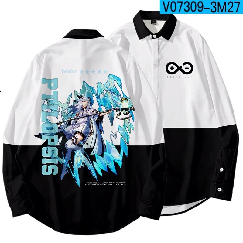 Arknights Anime Game 3d Polo Shirts Cosplay Men Women Turn-down Collar Button Tops Casual Sport Long Sleeve Tee Shirt Streetwear