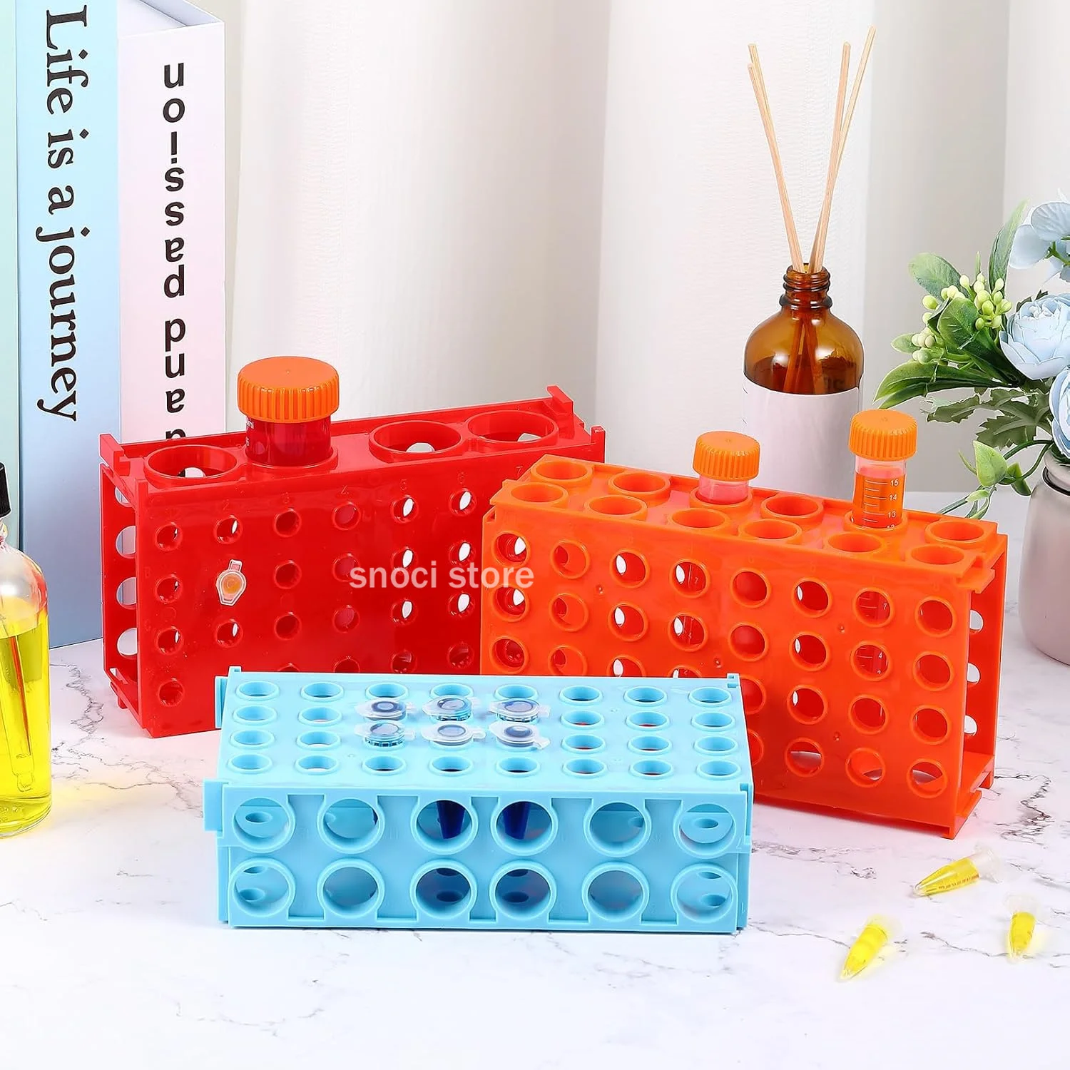 Picture 3: Test tube rack Multi-functional centrifugal tube rack Plastic Four-sided rack multi-purpose plastic test tubes racks 1Piece