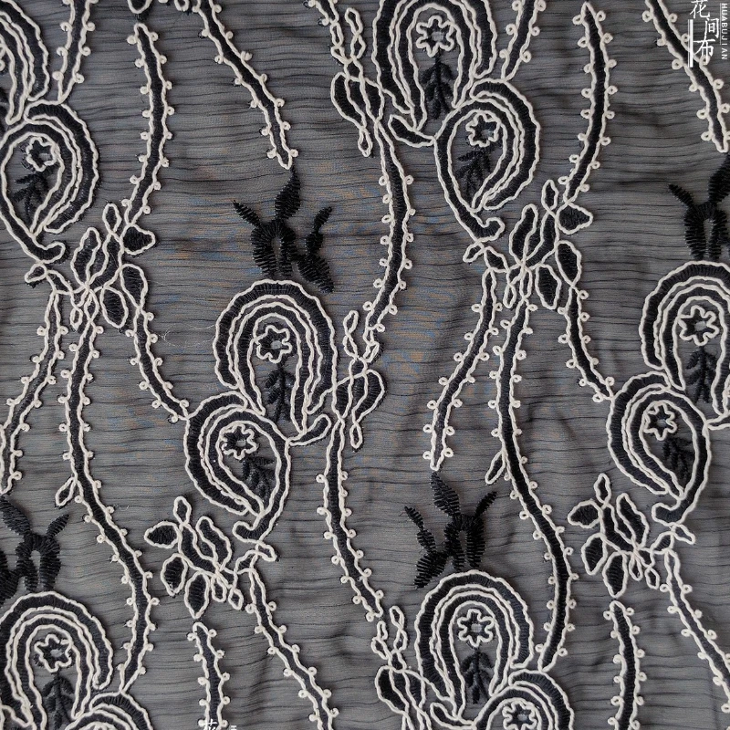 Черный хвост Феникса, хлопковая нить, круглая вышивка, сетчатая ткань, новая китайская полупрозрачная рубашка Hanfu, дизайнерская ткань