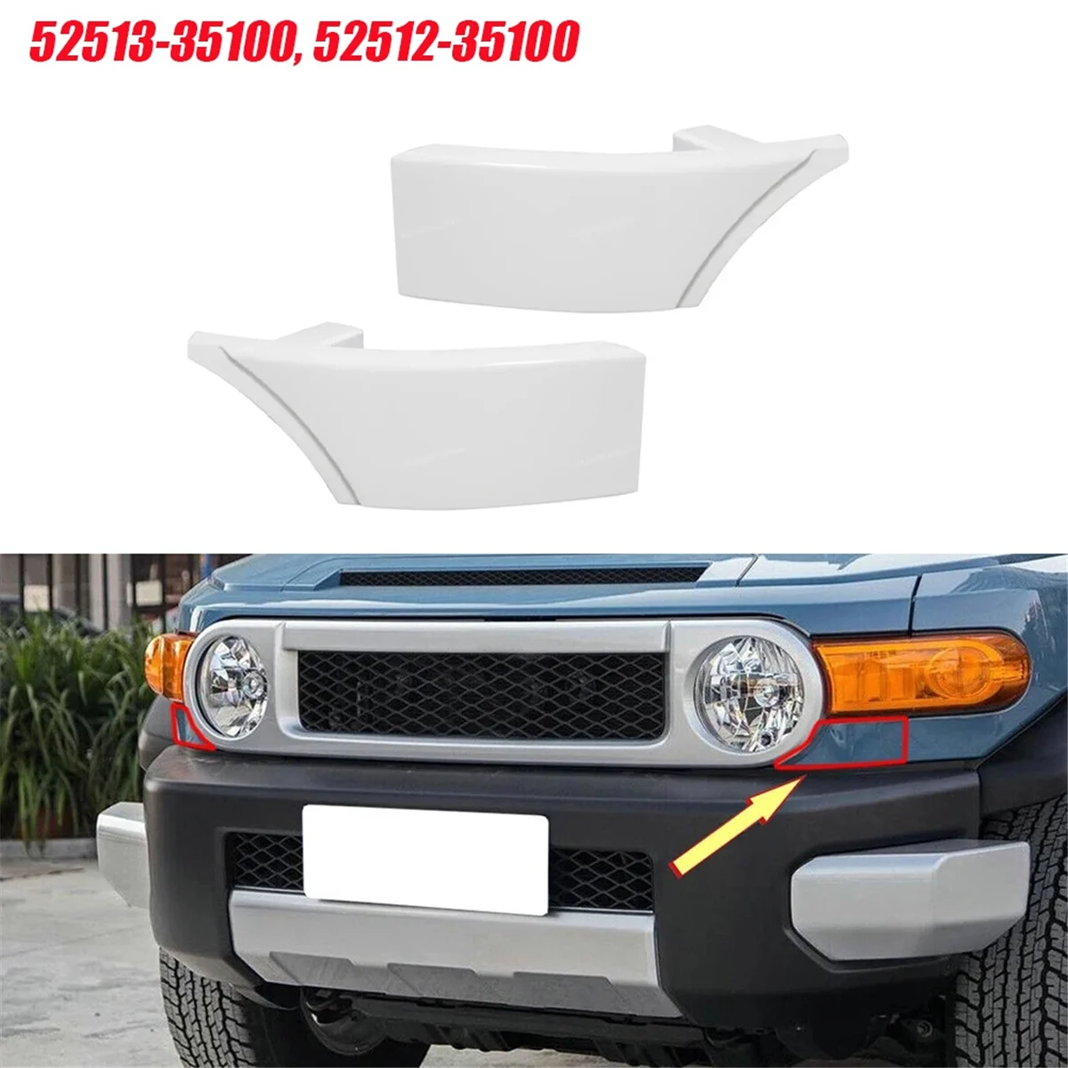 1Pair Car Front Lower Bumper Filler Cover 52512-35100 52513-35100-A0 for Toyota FJ Cruiser 2007-2014 Fender Corner Trims