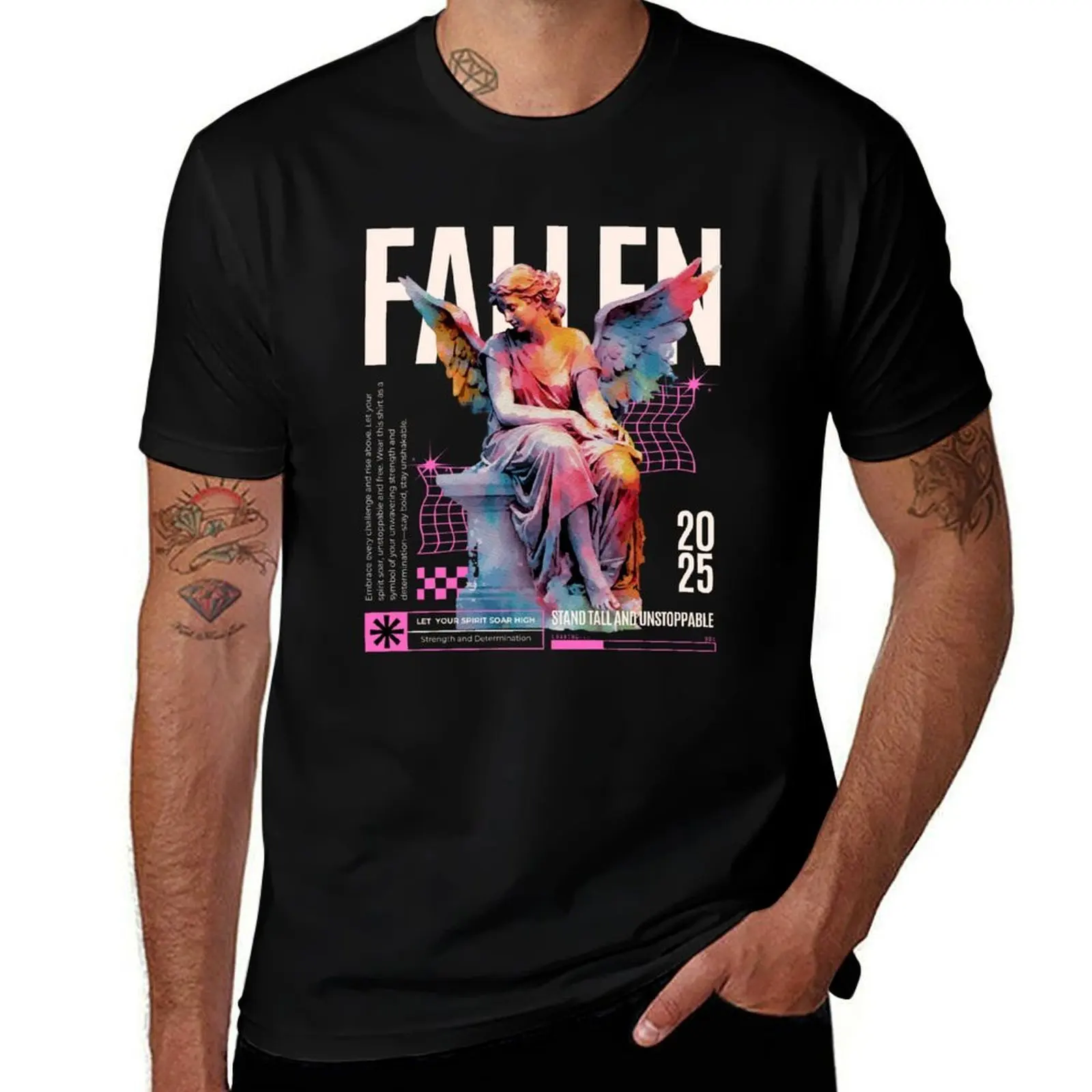 

Fallen Angel Neon Aesthetic T-Shirt blacks Funny t-shirt oversizeds football t shirt mens tall t shirts