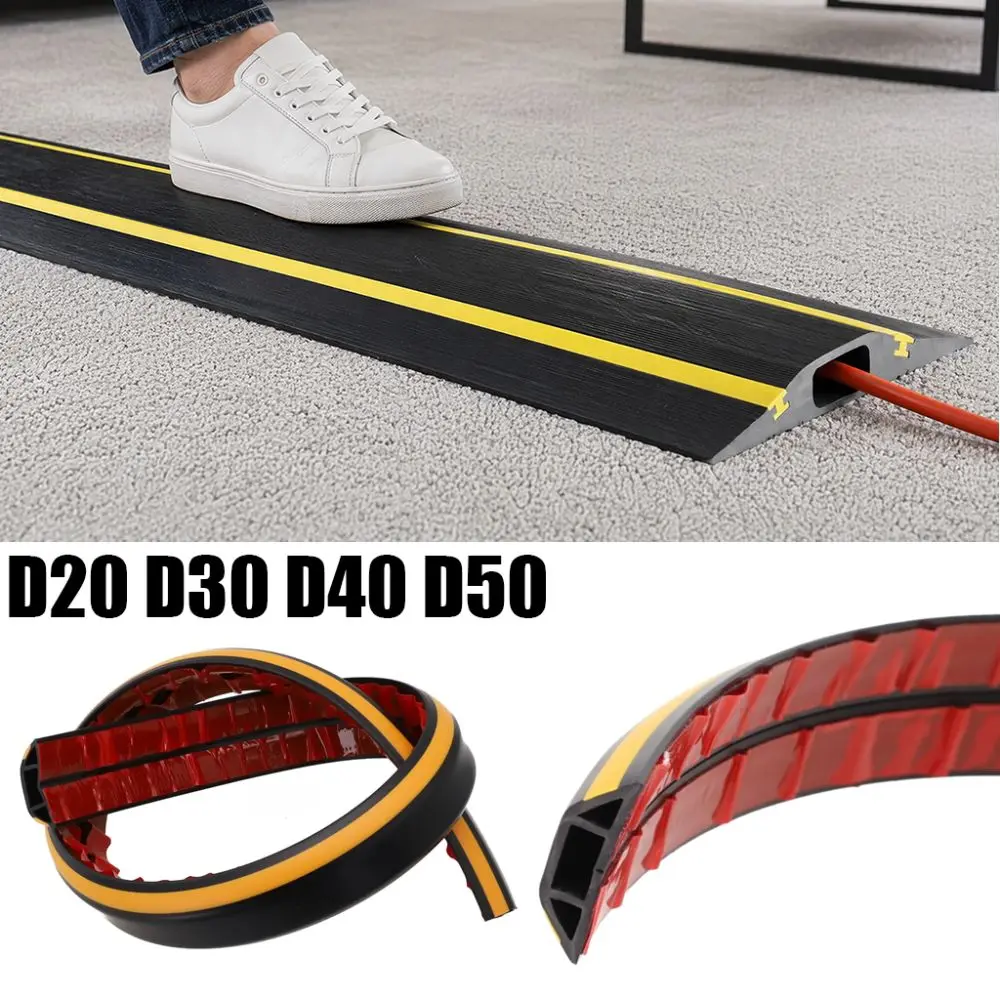 1m/2m Soft PVC Condoms D20 D30 D40 D50 Yellow-black Soft PVC Cable Protectors Anti-corrosion Floor Cable Protection Cover Home