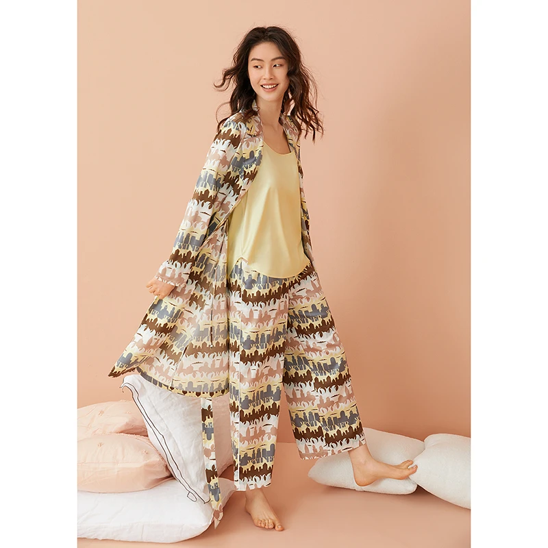 Women's small camisole pajamas set, summer loose and comfortable, printed home wear, can be worn outside