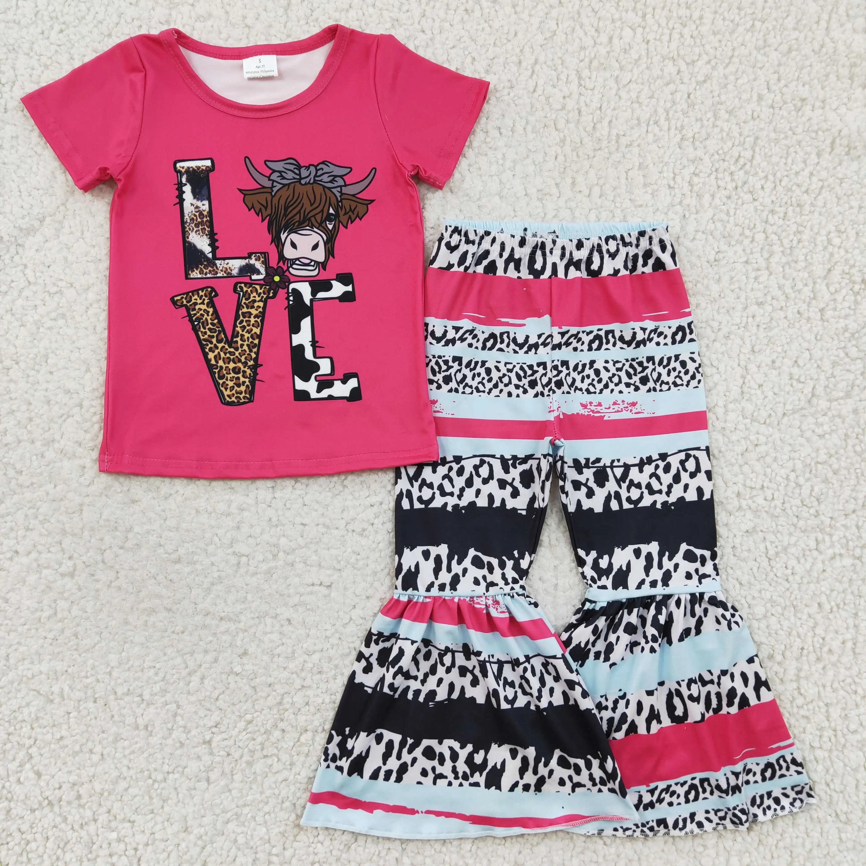 

New updated RTS no moq fancy children's clothing baby girls western highland cow outfits boutique kids clothes sets