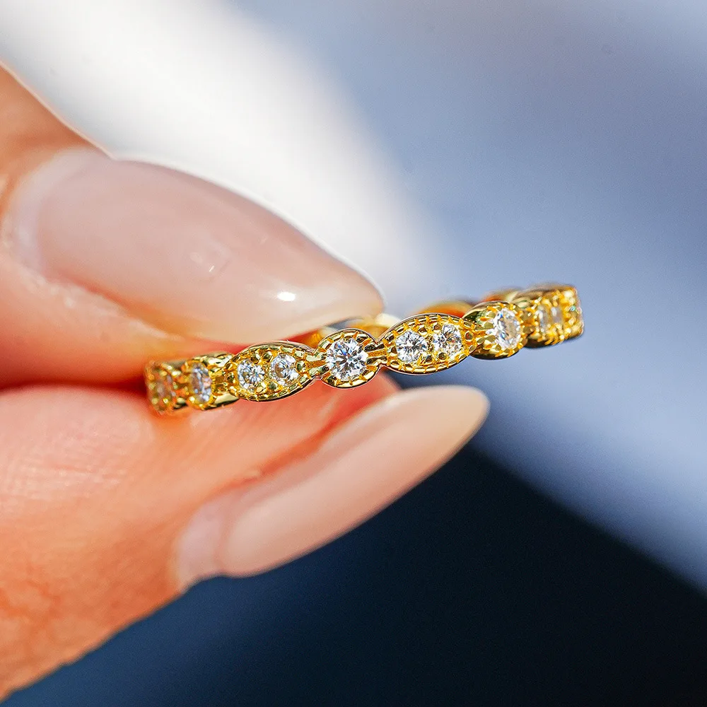 

100% Real Ring for Woman Inlaid Ring18K Gold Diamond Moissanite Ringswedding Ring Sets for Women Real Gold 18k Original