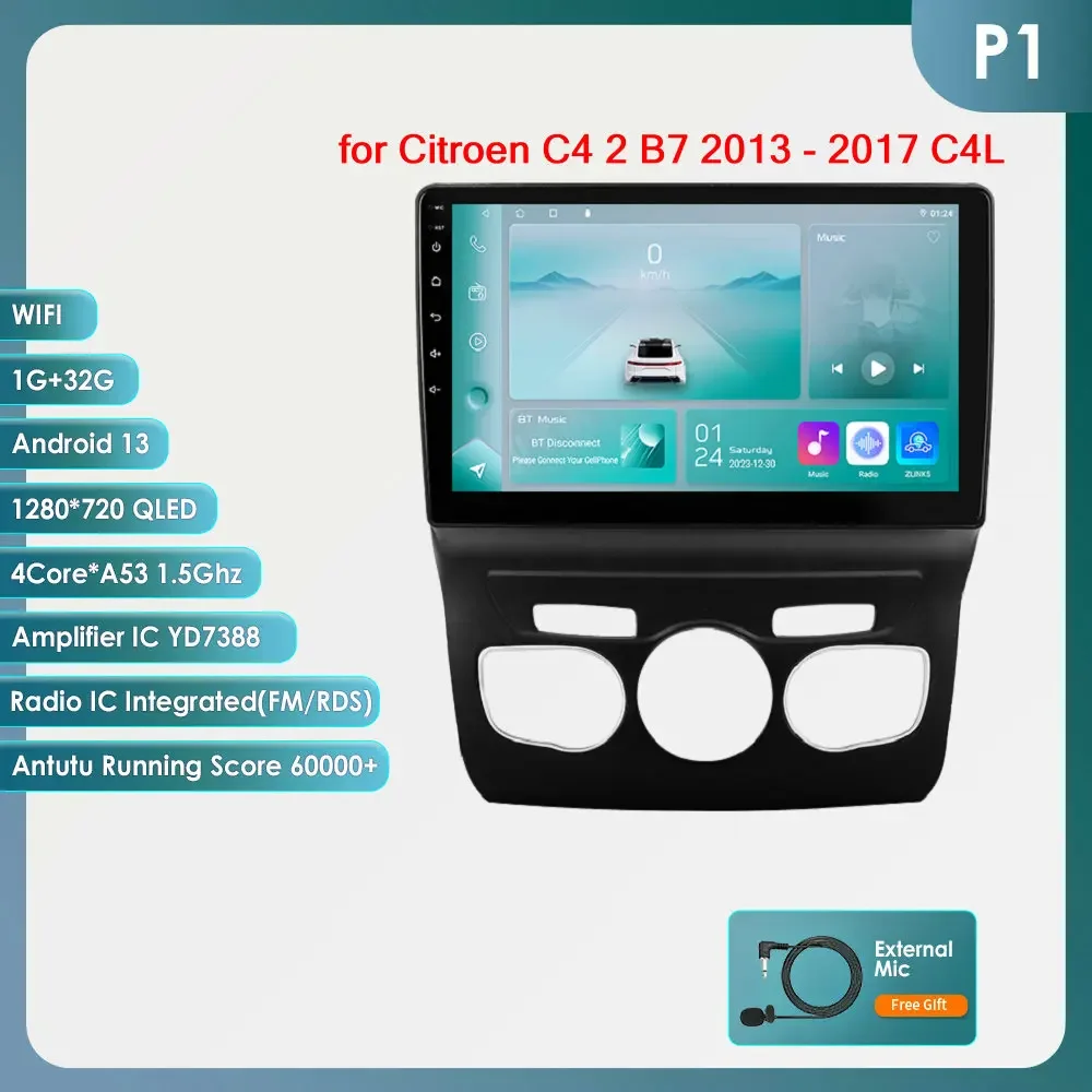 Hizpo Ai Draadloze Carplay Radio Android Scherm Voor Citroen C4 C4l Ds4 2013 - 2017 Multimedia-Ontvanger Auto Wifi Gps Head Unit Bt