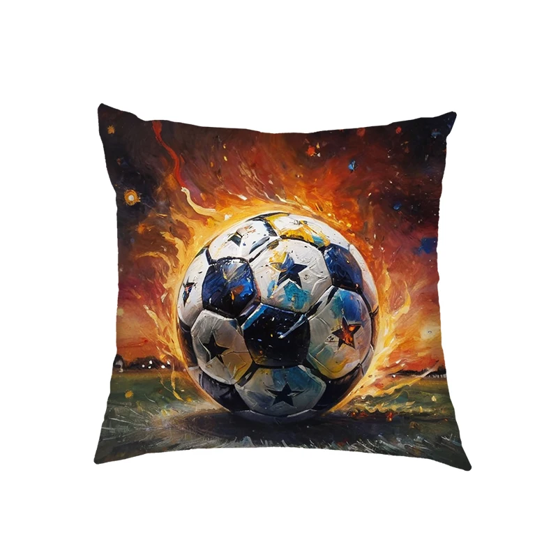 Hot Blooded Cool Basketball Football Soccer Cushion Covers Pillowcase Home Decor Seat Sofa Throw Pillow Cover for Living Room