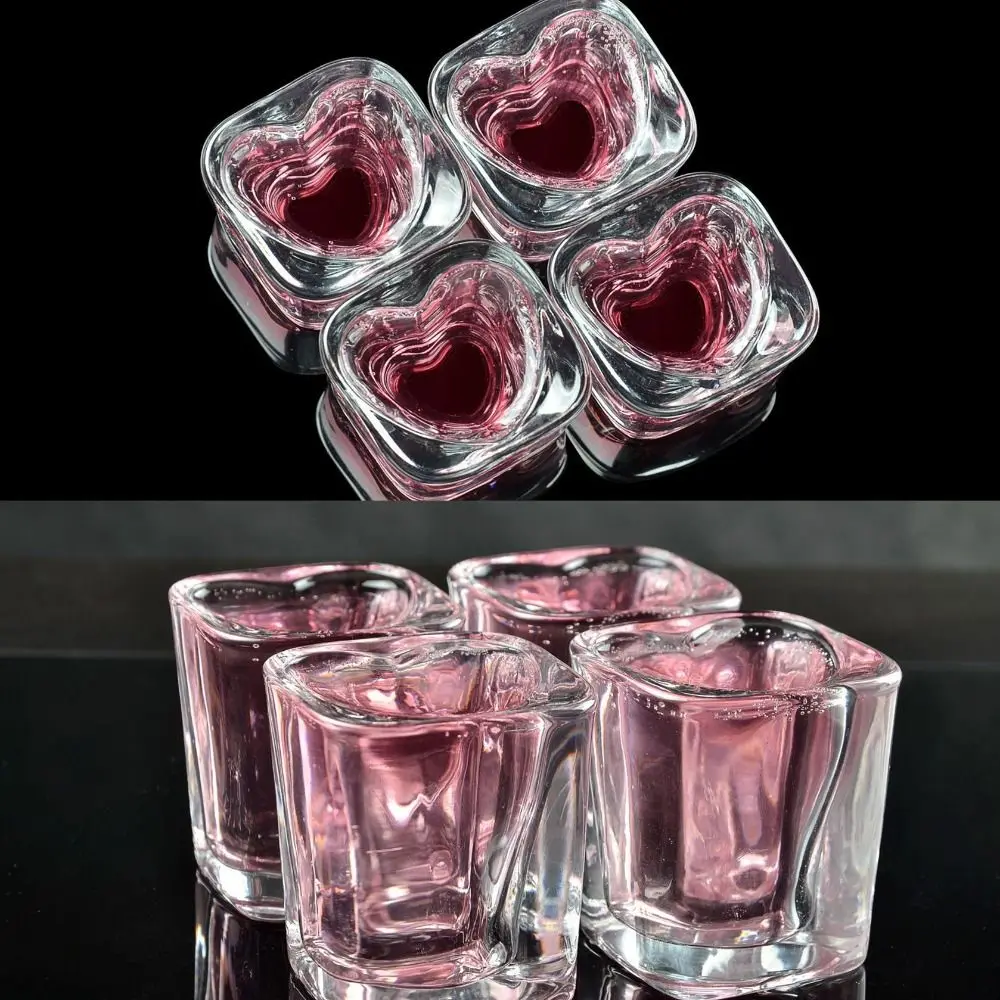 Vasos de chupito cuadrados en forma de corazón, vasos gruesos transparentes para cóctel, Vodka, vino, licor, fiesta, Bar, boda