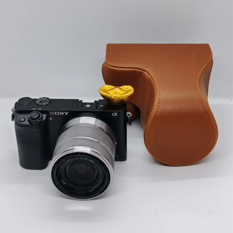 New Leather Camera Case Bag Cover For Sony NEX6 NEX-6 A6000 NEX7 18-55MM Lens