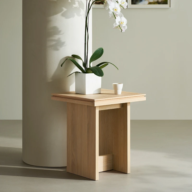 

Corner few solid wood logs wind wabi sabi white oak flower stand sofa edge square