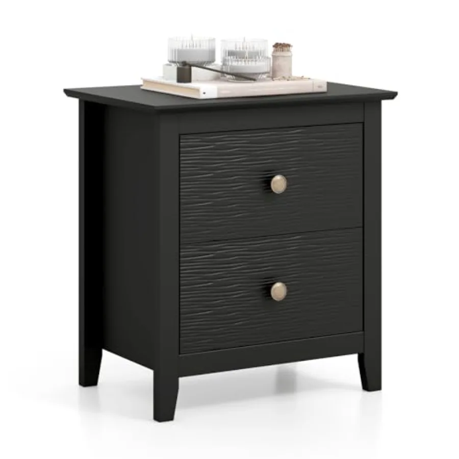 

Nightstand, Modern Drawers Night Stand with Handles, Sofa Side Table with Sturdy Legs for Small Spaces, College Dorm,'Room, Woo