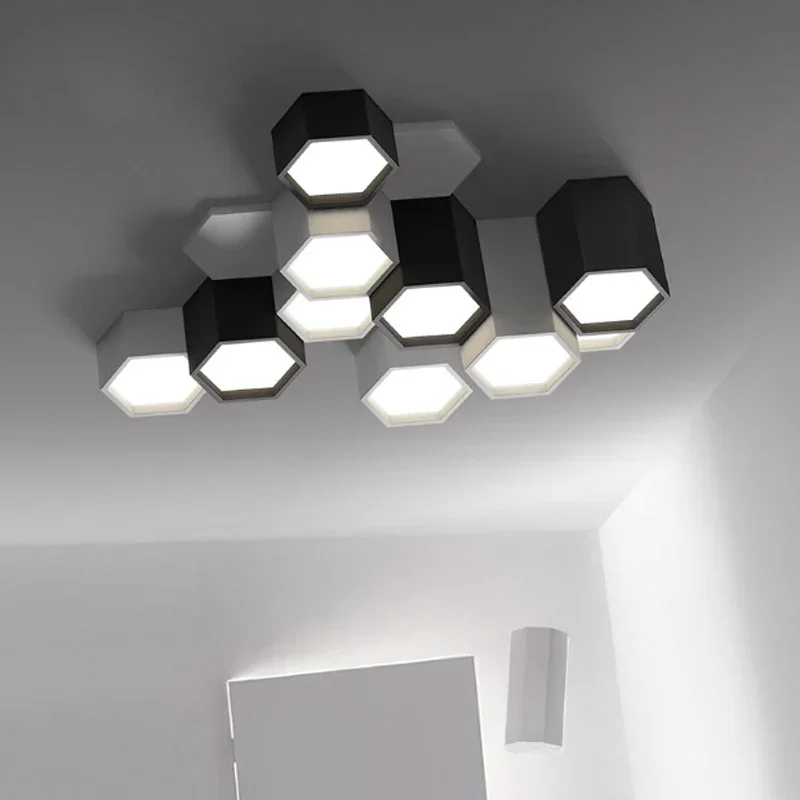 

Modern Simple DIY Combination Hexagon Ceiling Lamp Iron LED Living Room Bedroom Dinning Lighting Acrylic Decoration Fixture