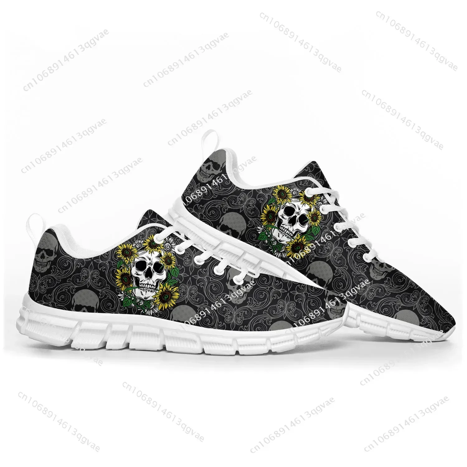 Sunflower Skull Sports Shoes Mens Womens   Customized Sneakers Tailor Made Shoe High Quality Couple White - view 3