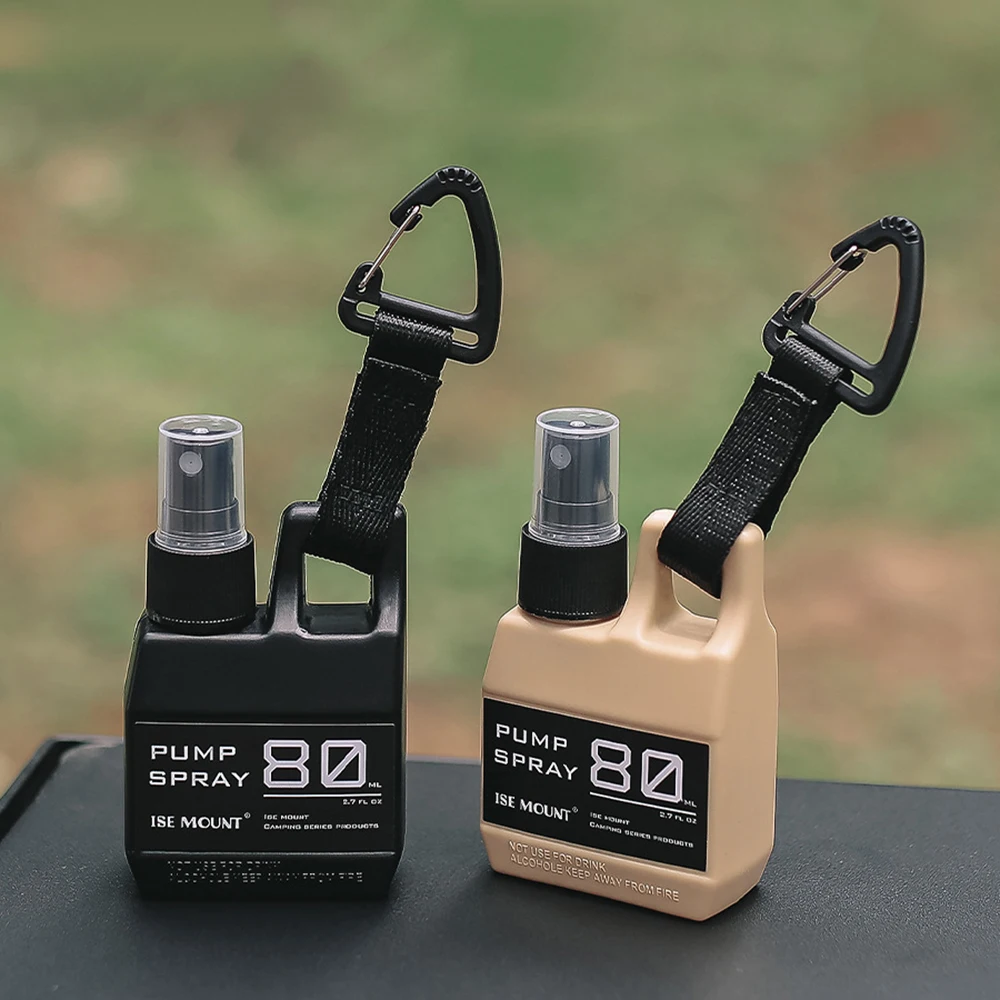 1pc 80ml Pump Spray Bottle Portable Empty Cosmetic Containers with Buckle Alcohol Perfume Refillable for Outdoor Camping Hiking