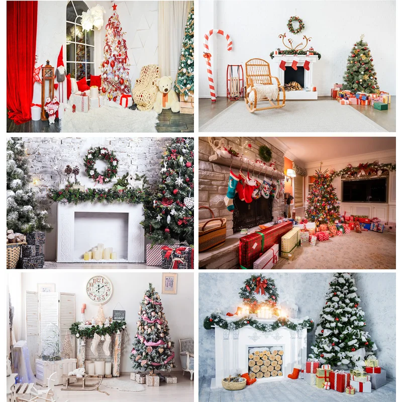 

SHUOZHIKE Art Fabric Christmas Day Indoor Theme Photography Background Christmas Tree Backdrops For Photo Studio Props CHM-102