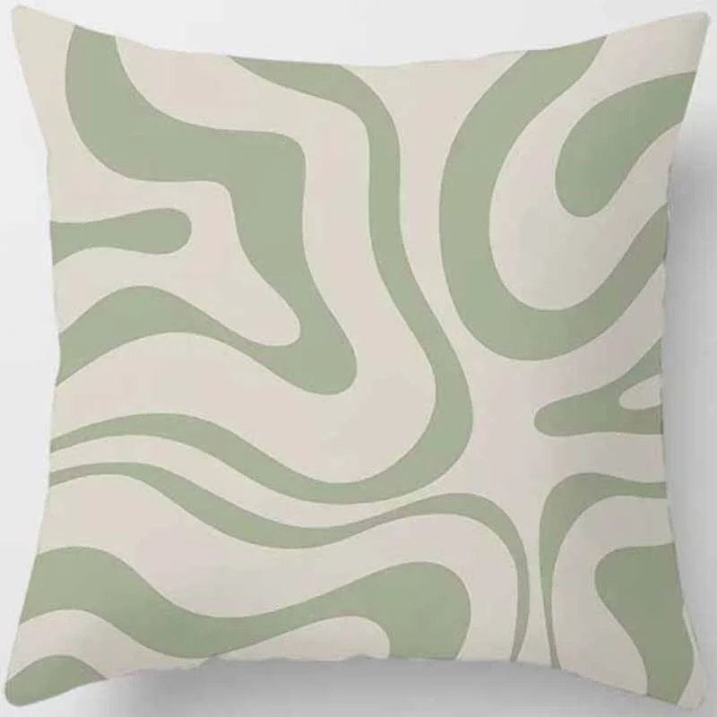 Green-tone printed square pillowcase, home decoration, car sofa cushion cover