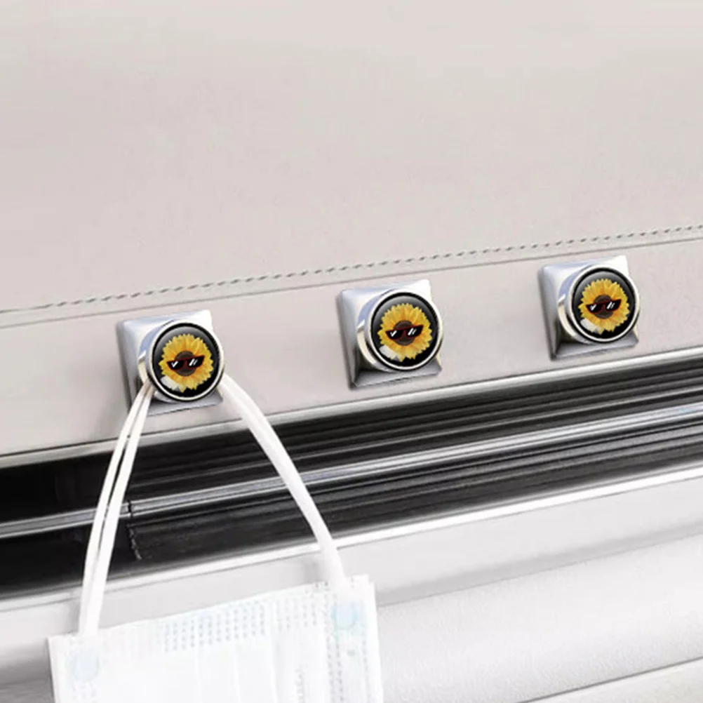 

4Pcs Car Hook Mini Adhesive Hooks Cute Pattern Design Durable Zinc Alloy Hanging Organizer for Auto Interior Accessories