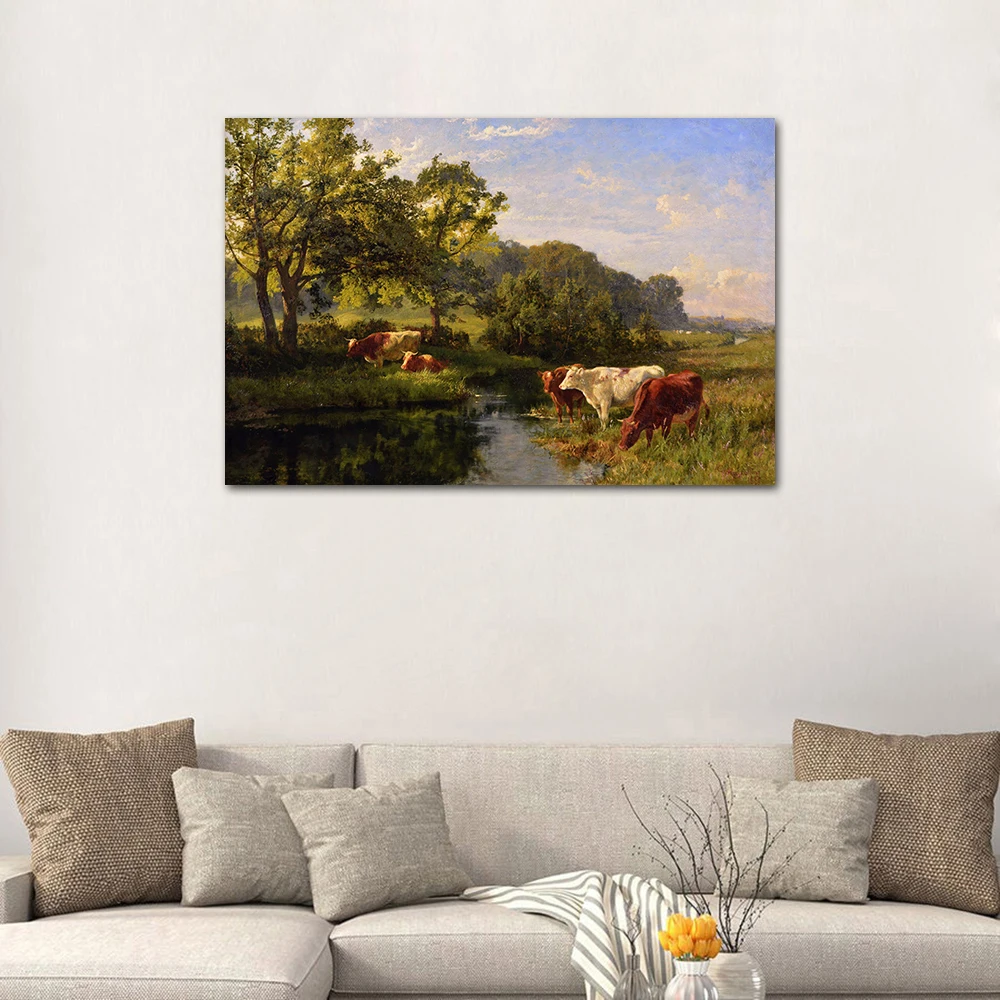 레트로 전원 풍경 캔버스 그림 포스터 프린트 벽 예술 그림 벽화 홈 데코 아이템 일러스트레이션