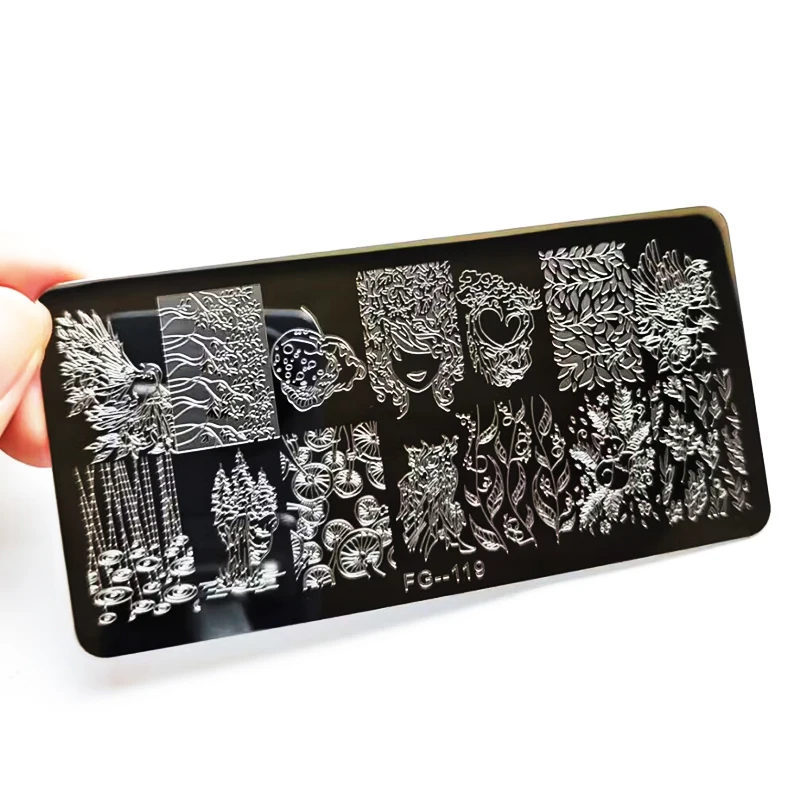 Fruit Cartoon Nail Art Templates Natural Animal Snake Flower Grass Tree Image Nail Stamping Plates Stamper Manicure Decoration