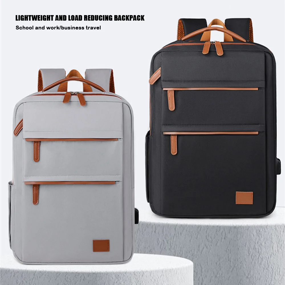 

USB Charging Port Backpack Multiple Pockets Zipper Computer Bag Lightweight Multi-function Student Schoolbag Men and Women