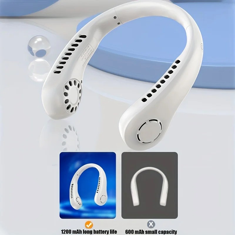 Hanging Neck Fan Convenient Small Fan Can Be Freely Adjusted Mini Small USB Charging Leafless Large Wind Hanging Neck Outdoors