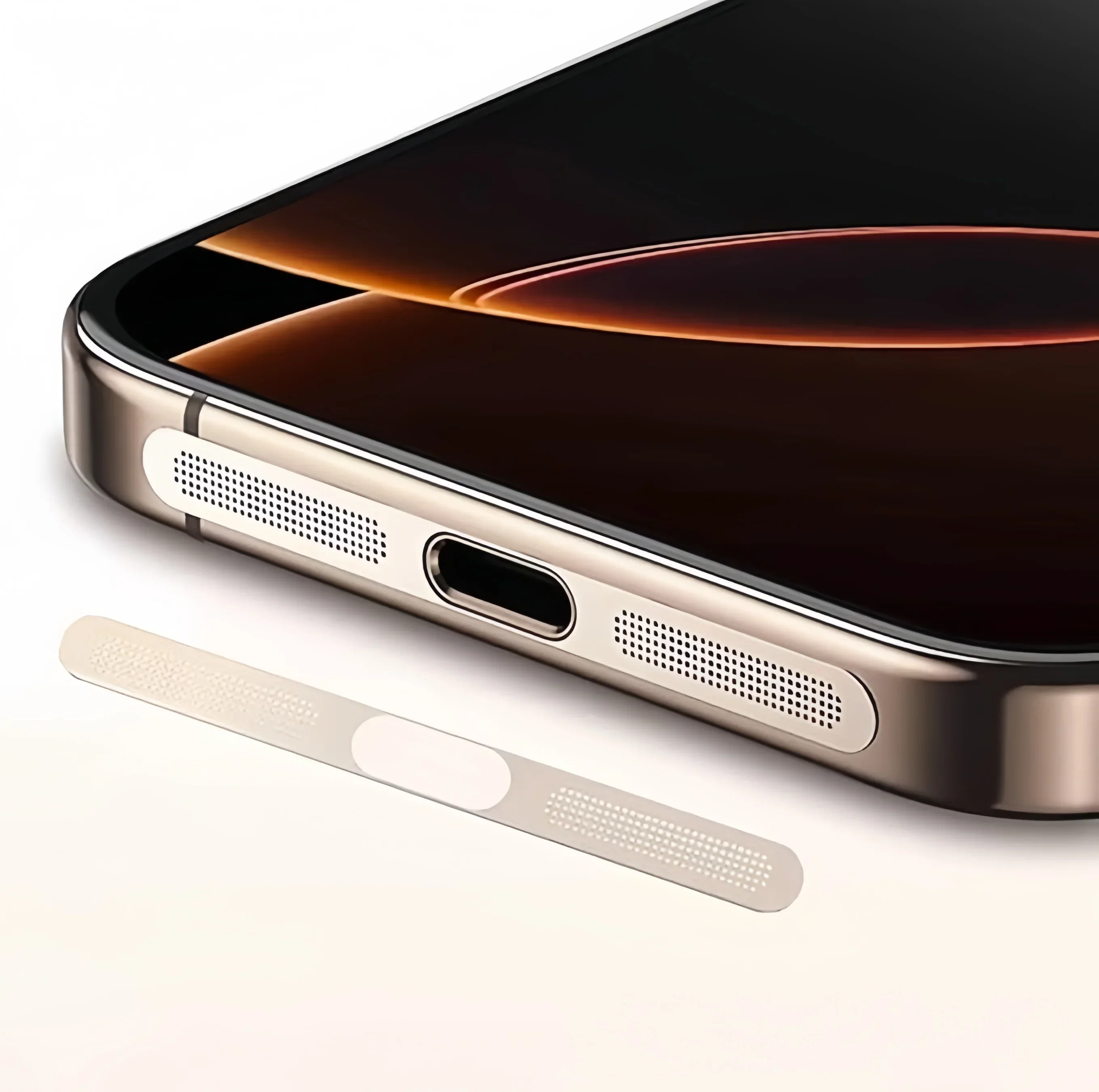 2 قطعة ملصق شبكي معدني مقاوم للغبار لهاتف آيفون 16 برو 15 14 13 12 سلسلة سماعة الأذن فتحة مكبر الصوت واقي شبكي مضاد للغبار متوافق