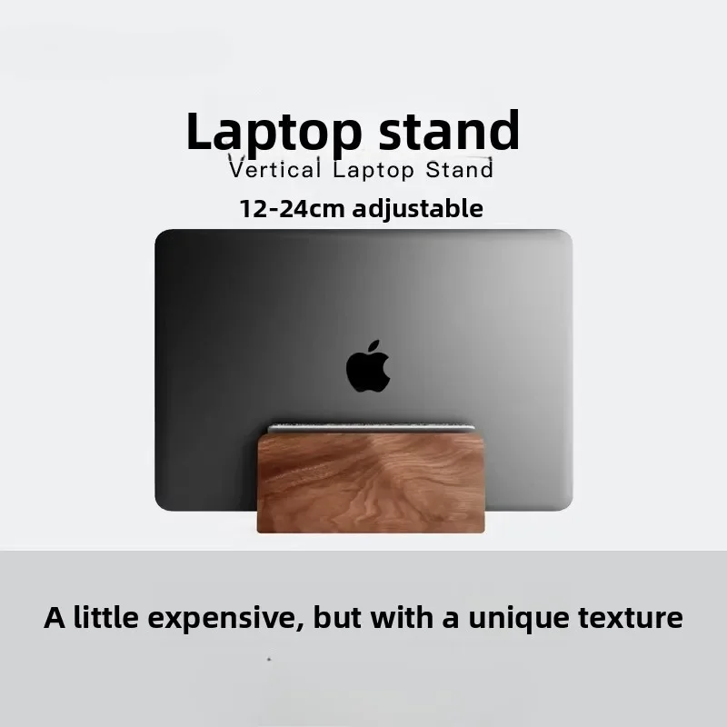 Black Walnut Wood Laptop Stand Vertical Desktop Holder for MacBook Ergonomic Notebook Riser Premium Wooden Laptop Dock for Desk