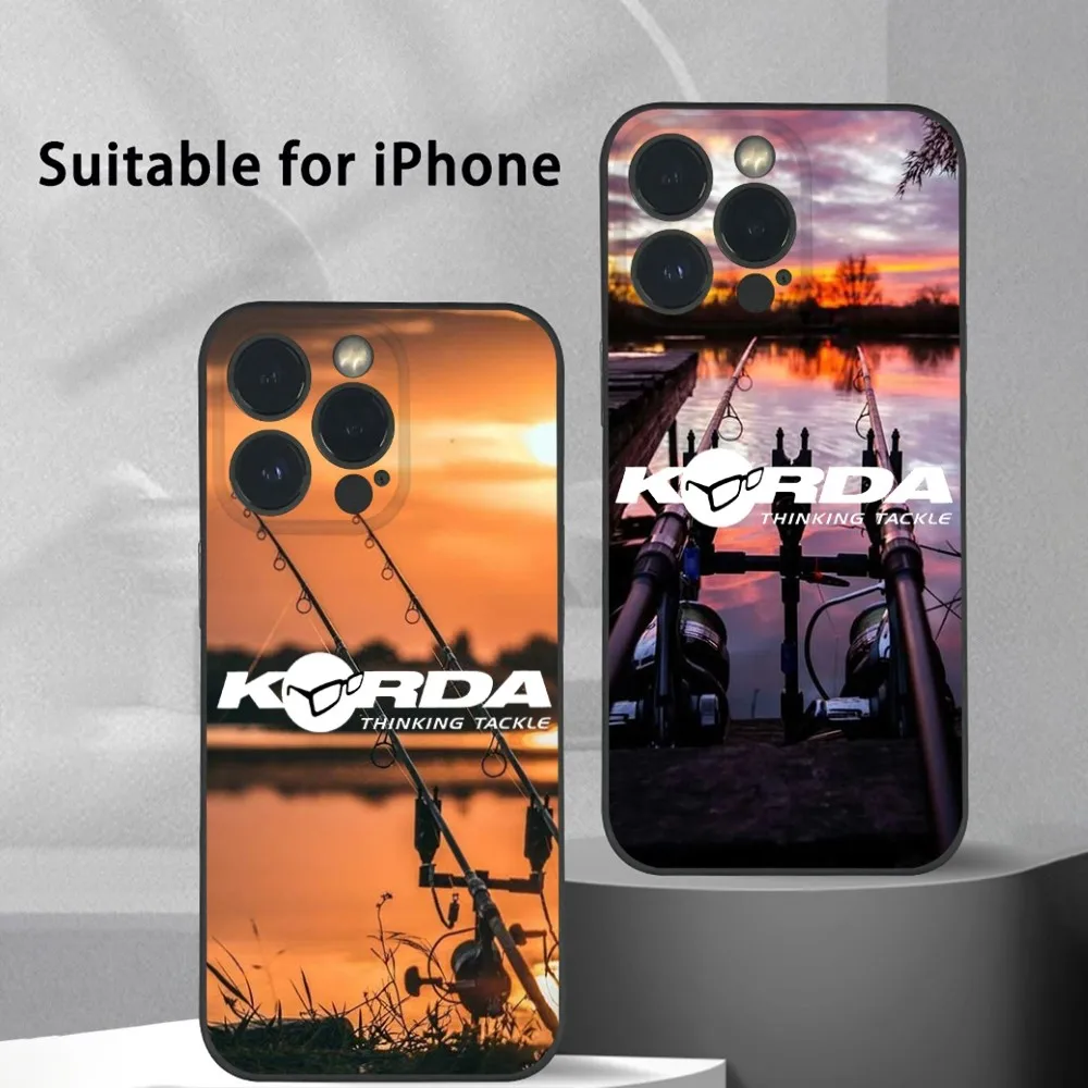 K-Korda Fishing Tackle Phone Case For iPhone 15 14 13 12 11 Pro Xs Max Mini XR X 7 8 Plus Black Frosted Soft Shell Funda