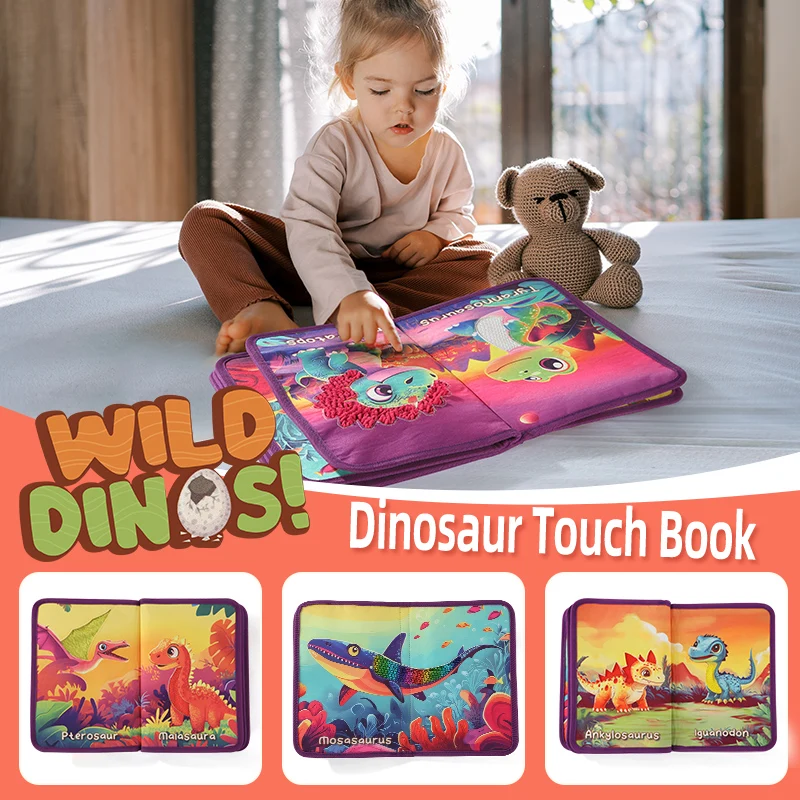 

Soft Baby Cloth Book Dinosaur Early Education Toy Color Cognition Hand-eye Coordination Parent-Child Interaction Gift For Kids