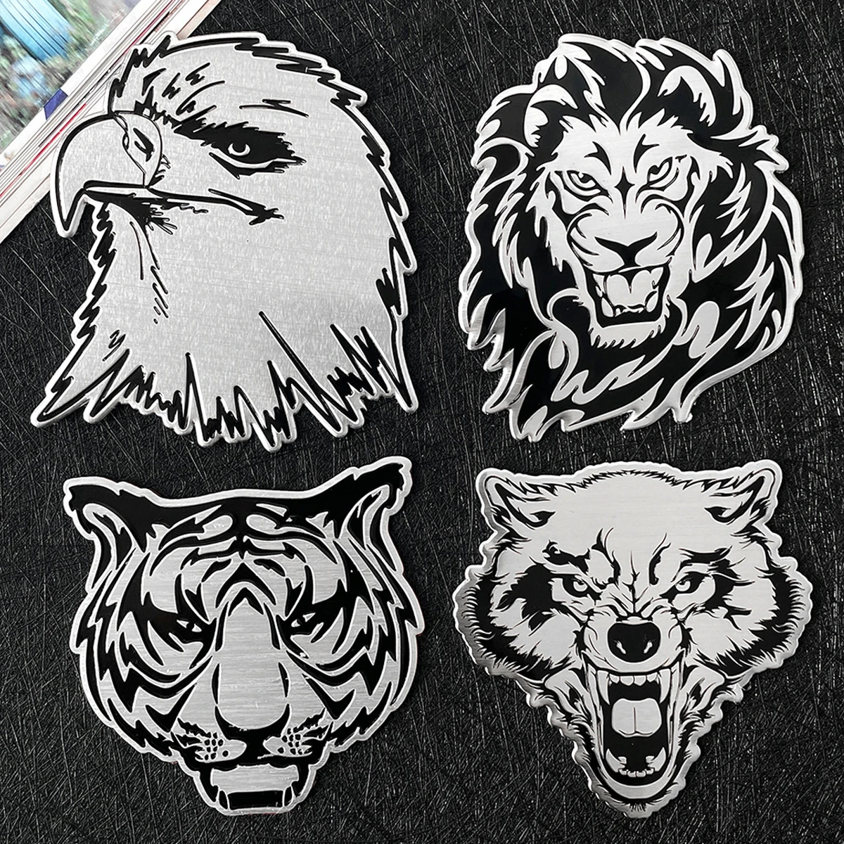 Animal Sticker Logo Metal 3D Lion Eagle Tiger Wolf Aluminium Emblem Badge Decal Auto Styling Car Accessories Motorcycle Stickers