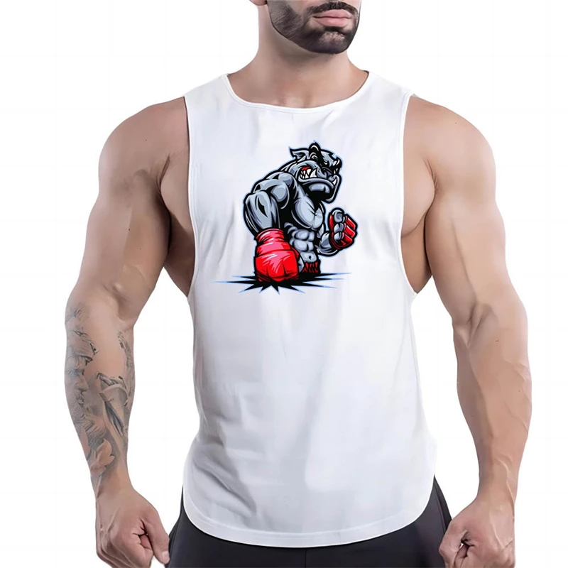 

Trend Boxer Dog Graphic Gym Tank Tops For Men Fashion Summer Sleeveless 3D Printed Fitness Vest Cool Streetwear Loose Sports Top