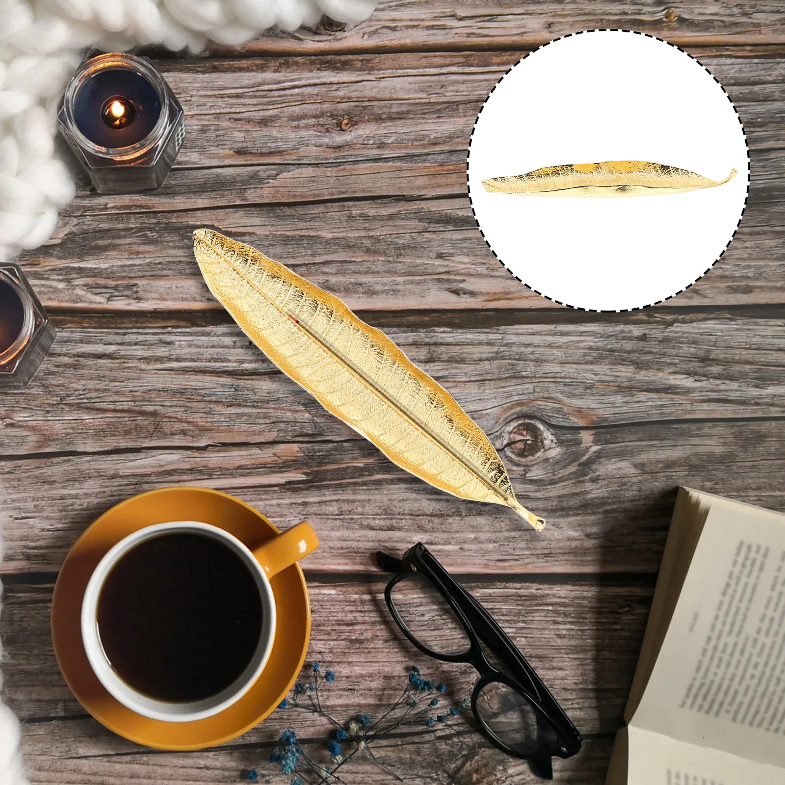 

Metal Bodhi Leaf Golden Incense Stick Holder Decorative Incense Burner for Indoor Bedroom Home Office Aroma Accessory