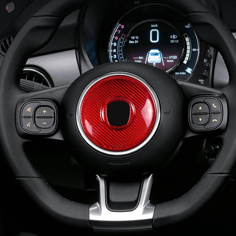 

ABNF! Наклейка из настоящего твердого углеродного волокна для Fiat 500 2008-2013, центральная отделка рулевого колеса автомобиля (B), запасные части