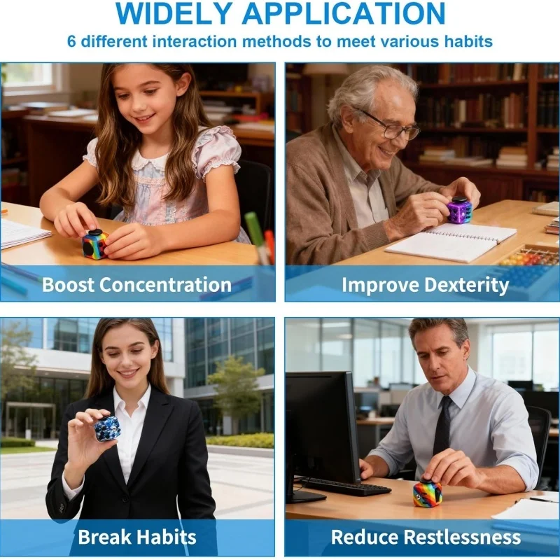 Fidget Cube per adulti, giocattoli sensoriali per alleviare l'ansia a 6 lati per ADHD, gadget Fidget portatili autistici per stress e messa a fuoco