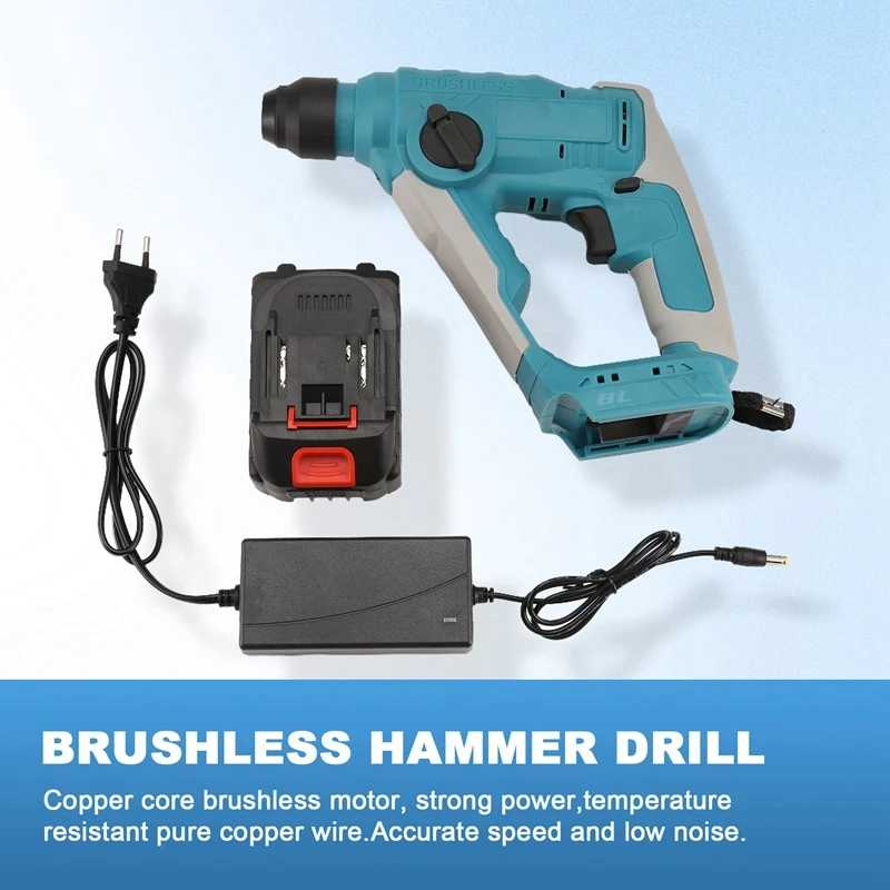 BAAG-taladro percutor sin escobillas, taladro percutor inalámbrico SDS-Plus para mampostería de hormigón, estaciones, martillo de litio doméstico