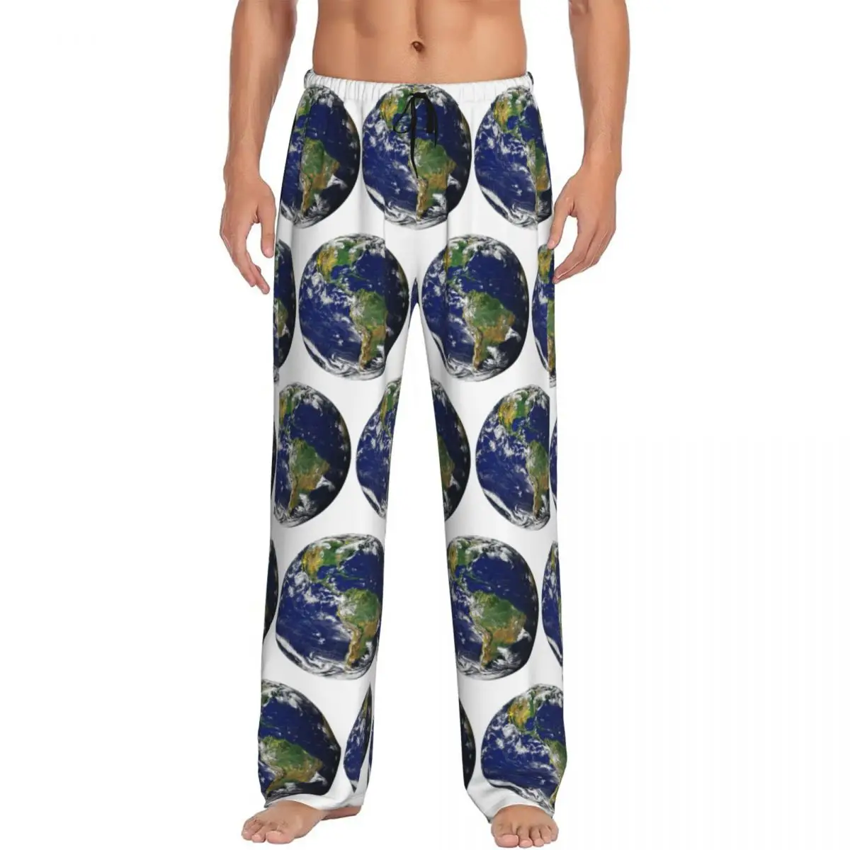 Custom The Planet Earth Our Blue Marble Pajama Pants Men Sleepwear Sleep Lounge Bottoms with Pockets