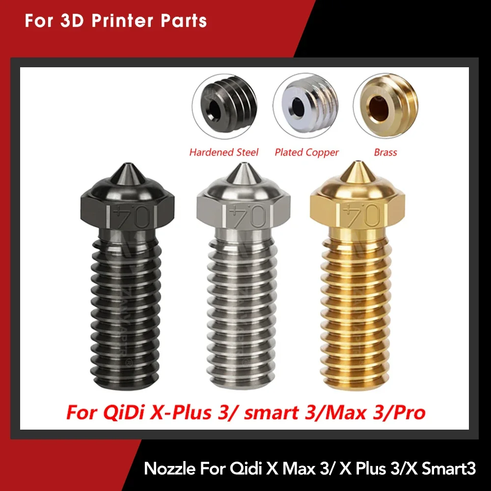 Nozzle For Qidi Q1 pro / X PLUS 3/ X MAX 3/X SMART 3 Plated Copper Clone Nozzle Brass Hardened Steel Nozzle