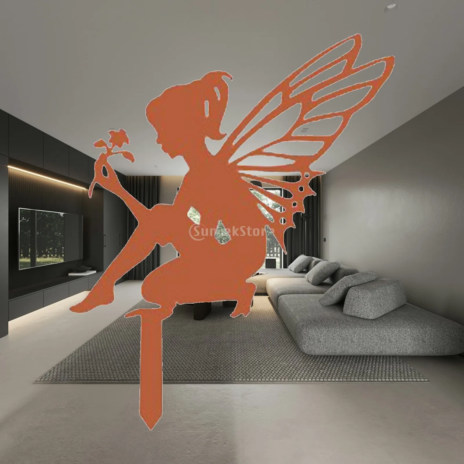 Fairy Statue Silhouette Garden Decor Iron Stakes Angel Sculpture Outdoor Yard Art for Patio Decoration