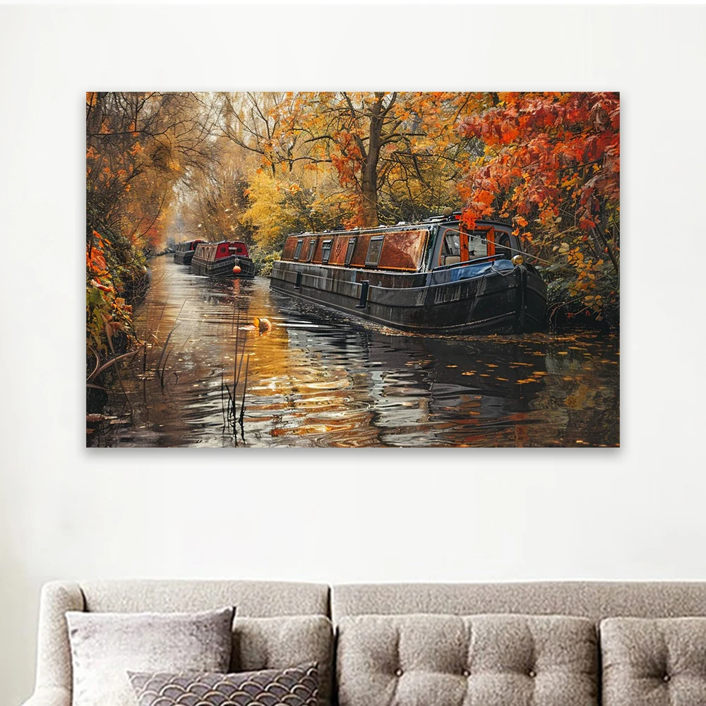 HMS Victory Sail Ship Canvas Painting Print Artist impression Art Poster Canal Narrow Boat Canvas Print Poster Gallery Decor