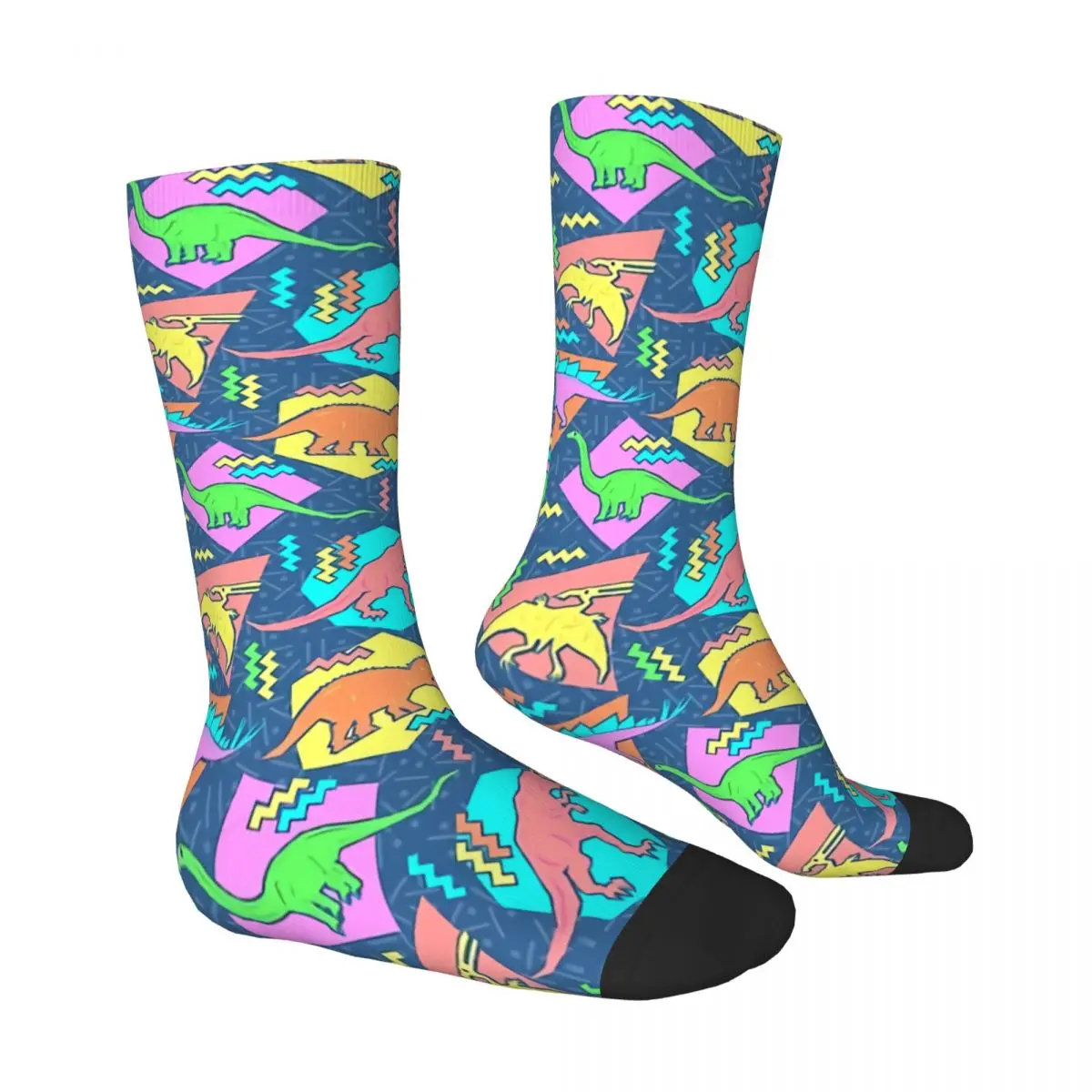 Happy Men's Socks Nineties Retro Harajuku Dinosaurs Hip Hop Novelty Crew Crazy Sock Gift Pattern Printed