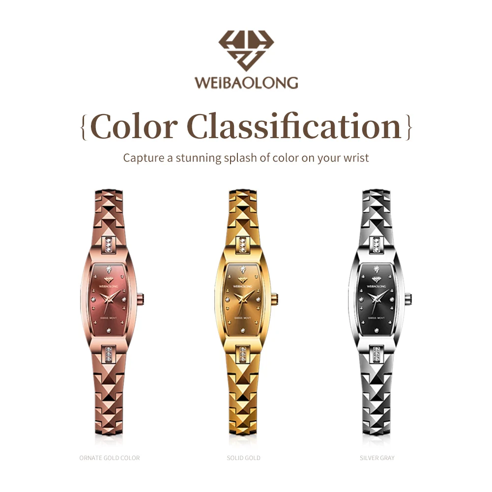 WEIBAOLONG 3809 ساعة كوارتز للنساء الياقوت مرآة التنغستن الصلب حزام مقاوم للماء الماس الحقيقي ساعات كوارتز سويسرية #5