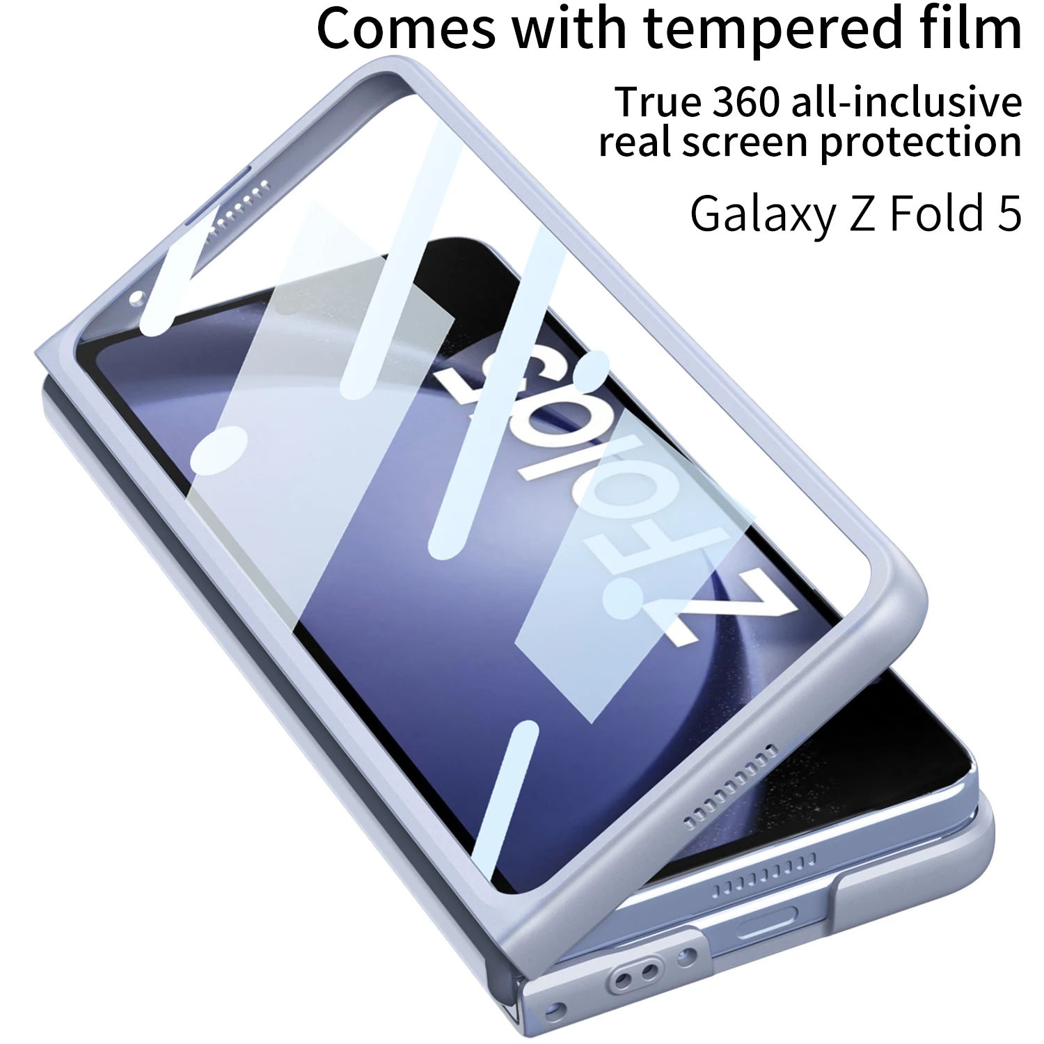 For Samsung Galaxy Z Fold 5 Case Ultrathin Skin Friendly Matte Card Holder Tempered Film Folding All Inclusive Shockproof Cover