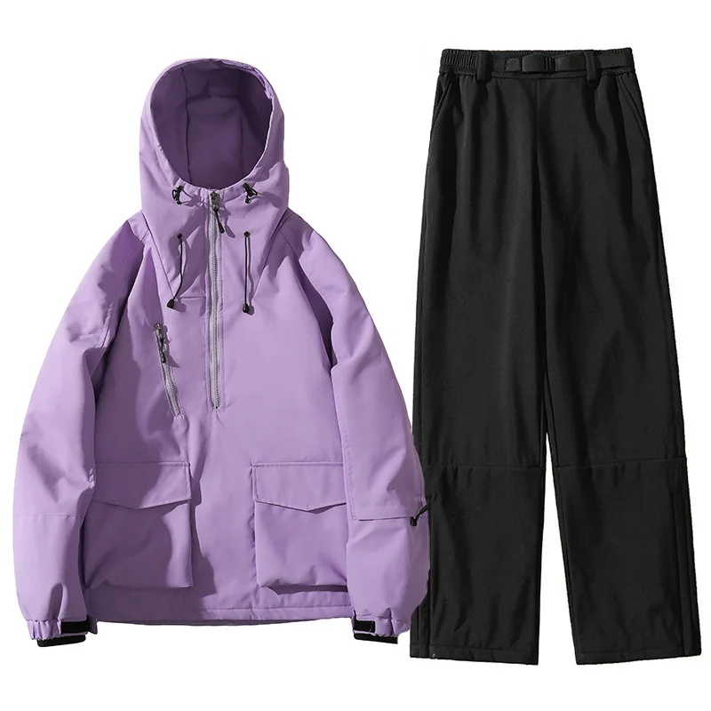 

Hot Sale Unisex Ski Suit Couple Hoodie Waterproof Windproof Breathable Ski Jacket Ski Pants